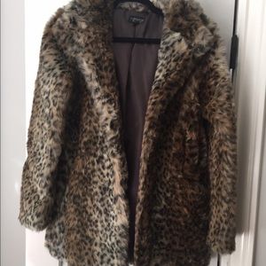 Topshop Leopard Fur Coat